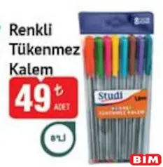 STUDİ RENKLİ TÜKENMEZ KALEM 8'Lİ